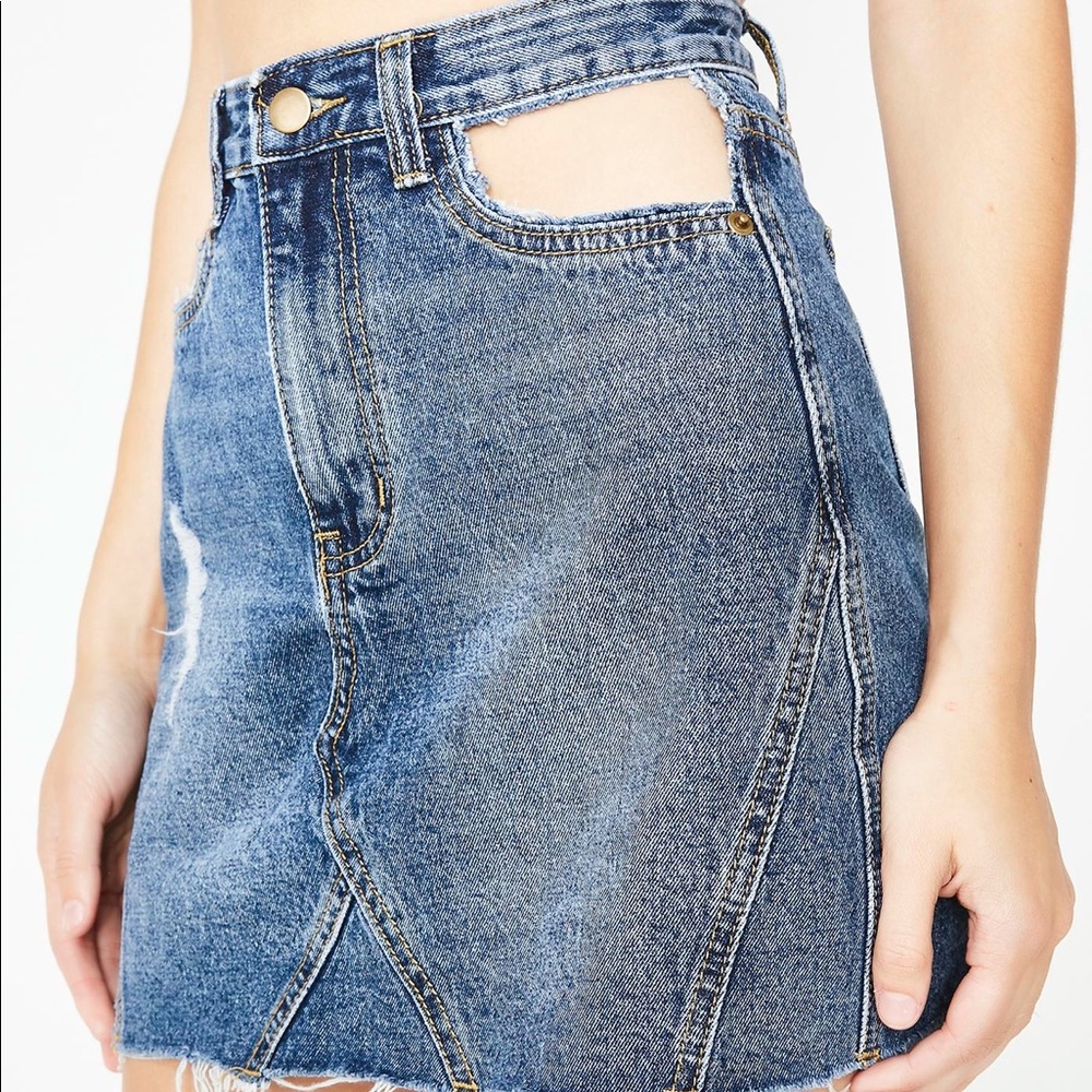Cut out Pocket Denim Skirt